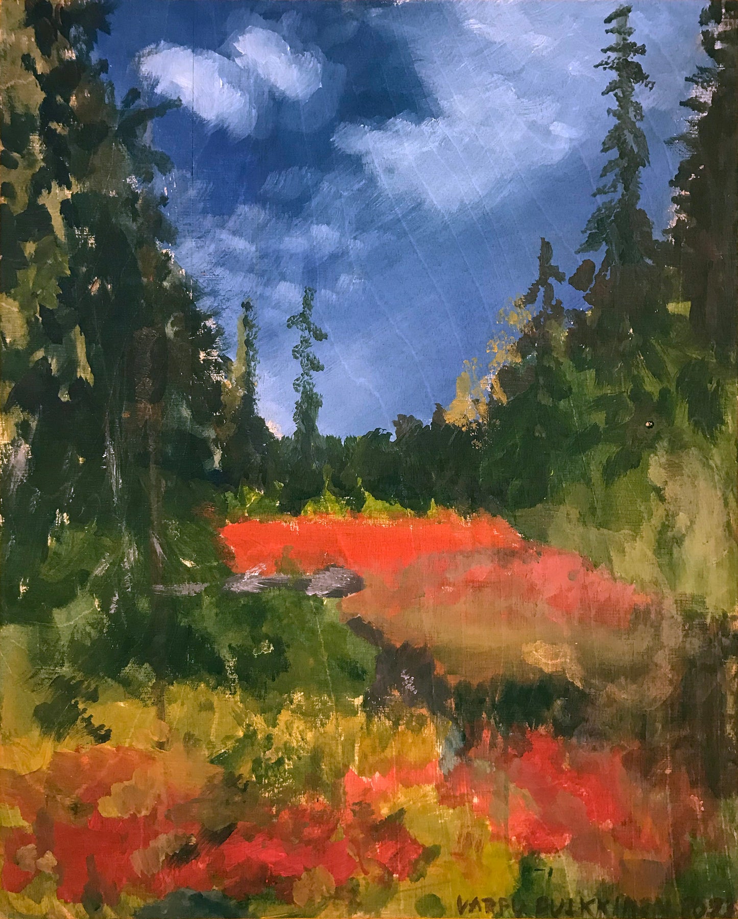 Maaruska, akryylimaalaus vanerille